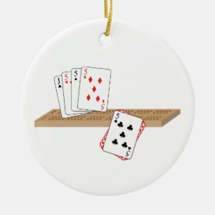 Cribbage Hand Ceramic Ornament