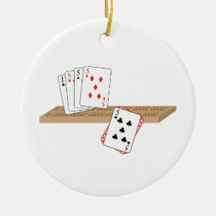 Cribbage Hand Ceramic Tree Decoration