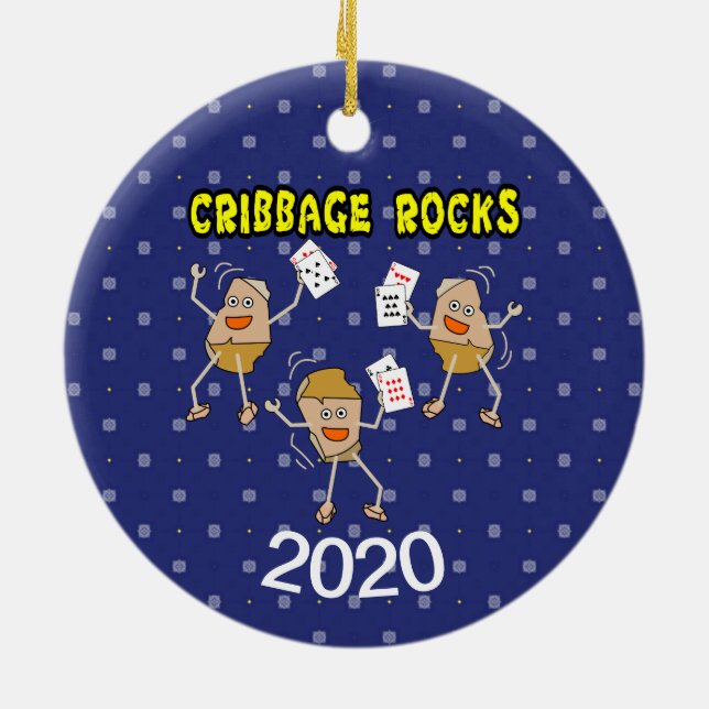 Cribbage Rocks Ceramic Tree Decoration (Back)