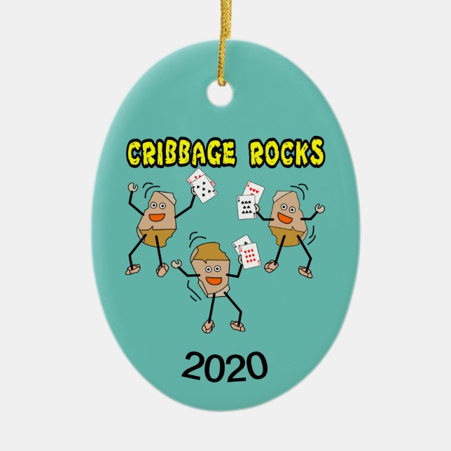 Cribbage Rocks Ceramic Tree Decoration (Front)