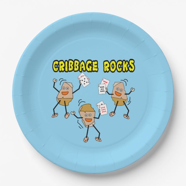 Cribbage Rocks Paper Plate (Front)