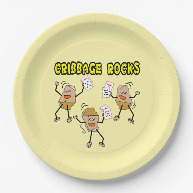Cribbage Rocks Paper Plate (Front)