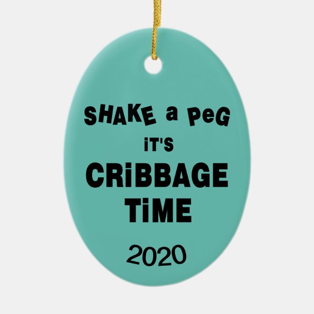Cribbage Time Ceramic Tree Decoration (Front)