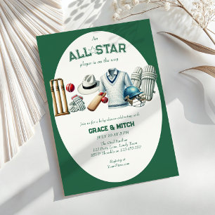 Cricket All Star Player Couples Baby Shower Invitation