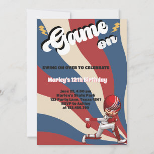 cricket american flag game on player kids Birthday Invitation