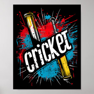 Cricket And Pion For Field Sport With Catch Spin A Poster