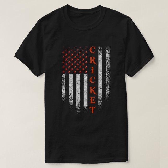 Cricket Apparel US Flag Cricket Player American T-Shirt (Design Front)