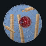 Cricket Ball And Stumps, Dartboard<br><div class="desc">Pictured is a cricket ball smashing its way through stumps.</div>