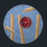 Cricket Ball And Stumps, Dartboard<br><div class="desc">Pictured is a cricket ball smashing its way through stumps.</div>