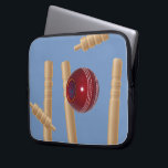 Cricket Ball And Stumps, Laptop Sleeve<br><div class="desc">Sleeve, Cricket, laptop,   Pictured is cricket stumps getting smashed by a cricket ball,  http://www.zazzle.com.au/naturalcauses*</div>
