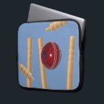 Cricket Ball And Stumps, Laptop Sleeve<br><div class="desc">Sleeve, Cricket, laptop,   Pictured is cricket stumps getting smashed by a cricket ball,  http://www.zazzle.com.au/naturalcauses*</div>