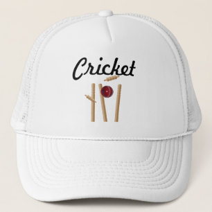 Cricket Ball And Stumps Logo, Trucker Hat
