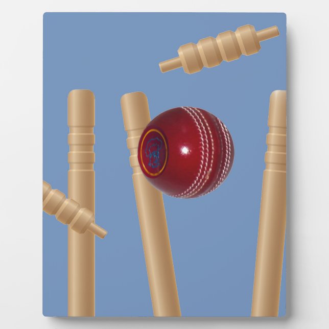 Cricket Ball And Stumps, Plaque (Front)