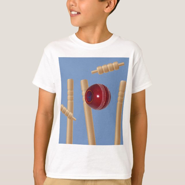 Cricket Ball And Stumps, T-Shirt (Front)