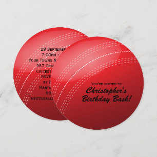 Cricket Ball Birthday Party Invitation
