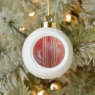 Cricket Ball Christmas tree ornament, Ceramic Ball Christmas Ornament