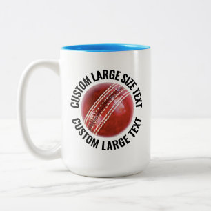 Cricket Ball & Large Text LIGHT BLUE 15oz Custom Two-Tone Coffee Mug
