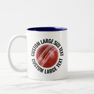 Cricket Ball & Large Text NAVY BLUE 11oz Custom Two-Tone Coffee Mug