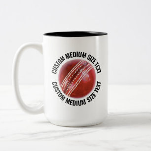 Cricket Ball & Medium Text BLACK 15oz Custom Two-Tone Coffee Mug