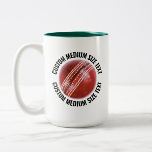 Cricket Ball, Medium Text HUNTER GREEN 15oz Custom Two-Tone Coffee Mug