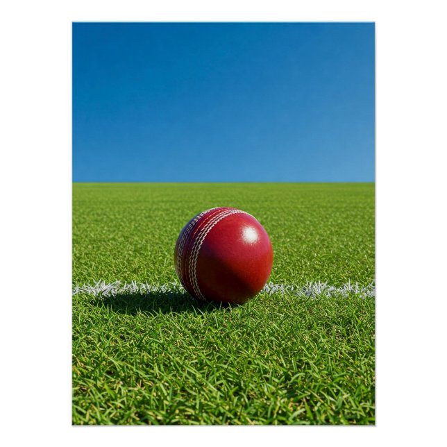 Cricket Ball on Boundary Mark Poster (Front)
