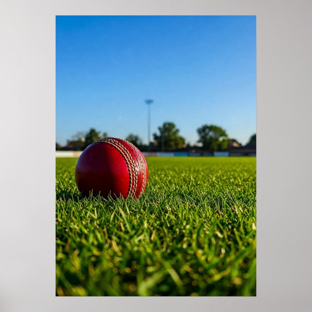 Cricket Ball on Boundary Mark Poster (Front)