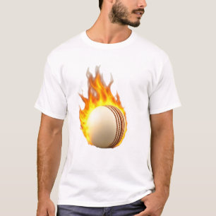 Cricket Ball On Fire Cool Design T-Shirt