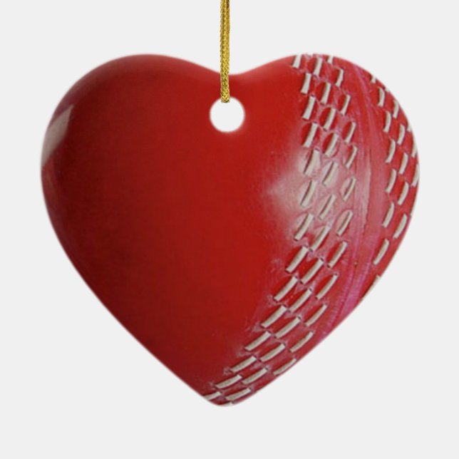 Cricket Ball Red Customise With Your Name Ceramic Tree Decoration (Back)