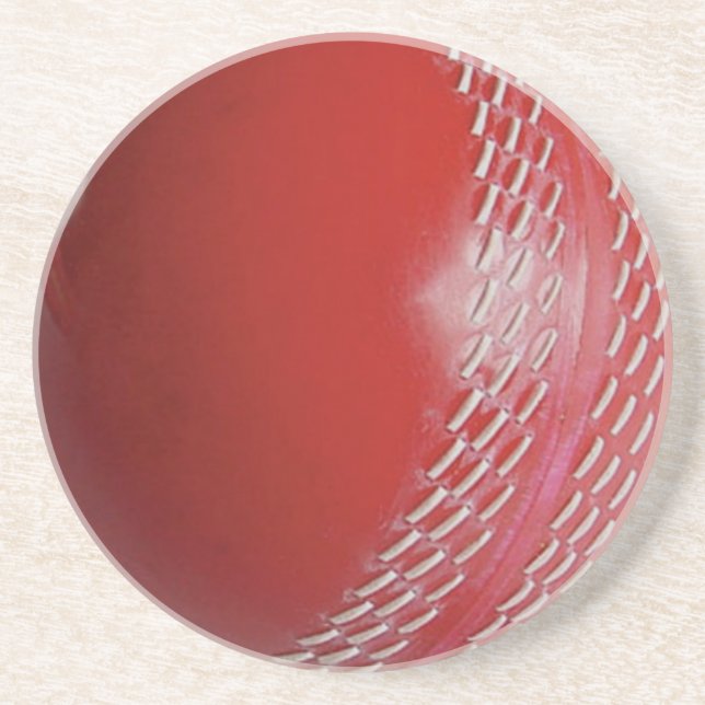 Cricket Ball Red Customise With Your Name Coaster (Front)