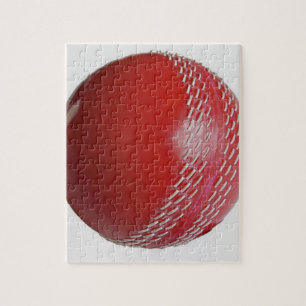Cricket Ball Red Customise With Your Name Jigsaw Puzzle