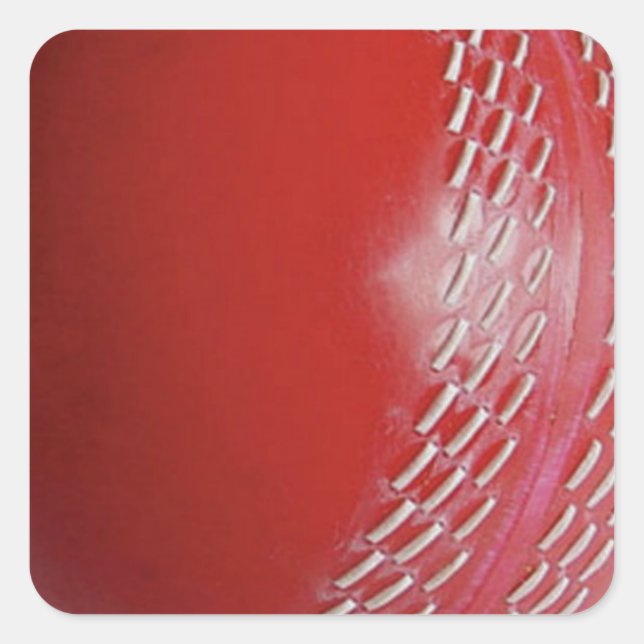 Cricket Ball Red Customise With Your Name Square Sticker (Front)