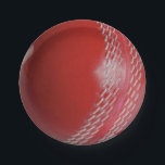 Cricket Ball Red Paper Party Plate<br><div class="desc">This is a fun way to party at a Cricket match or with your cricket team.  This bright red ball with stitching will be fin to eat off of at your next game or end of year event.  If you love the game you will love this item.</div>