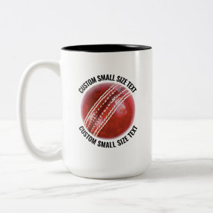 Cricket Ball & Small Text BLACK 15oz Custom Two-Tone Coffee Mug