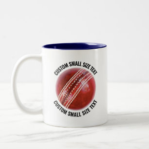 Cricket Ball & Small Text NAVY BLUE 11oz Custom Two-Tone Coffee Mug