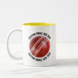 Cricket Ball & Small Text YELLOW 11oz Custom Two-Tone Coffee Mug