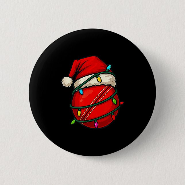 Cricket Ball With Santa Hat Funny Christmas Xmas G 6 Cm Round Badge (Front)