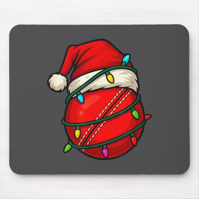 Cricket Ball With Santa Hat Funny Christmas Xmas G Mouse Mat (Front)