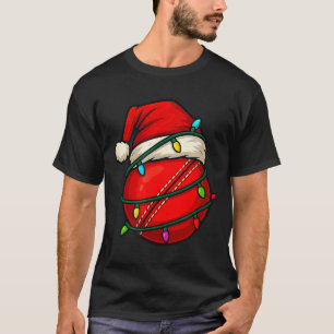 Cricket Ball With Santa Hat Funny Christmas Xmas G T-Shirt