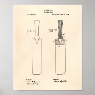 Cricket Bat 1886 Patent Art Old Peper Poster