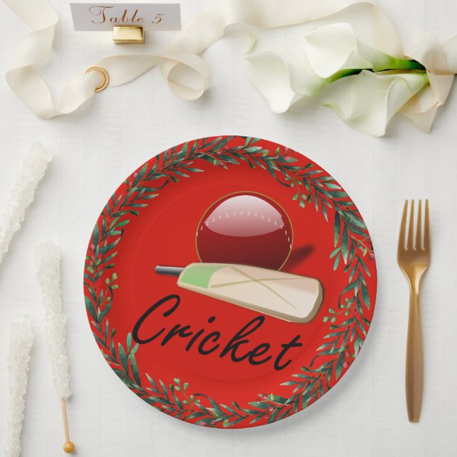 Cricket bat and ball, Christmas, Paper Plate (Wedding)
