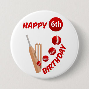 Cricket Bat and Ball Kids Birthday 7.5 Cm Round Badge
