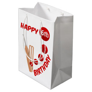 Cricket Bat and Ball Kids Birthday Medium Gift Bag