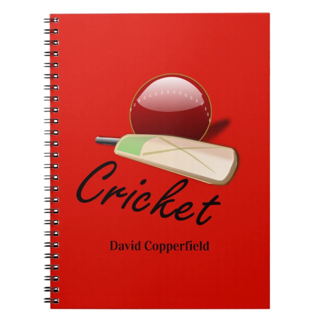 Cricket bat and ball TEMPLATE Notebook (Front)