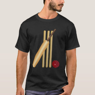 Cricket Bat Ball and Wicket T-Shirt
