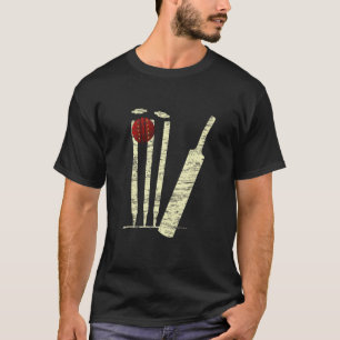 Cricket Bat Ball Stumps Bowled Out Cricketer Bowle T-Shirt