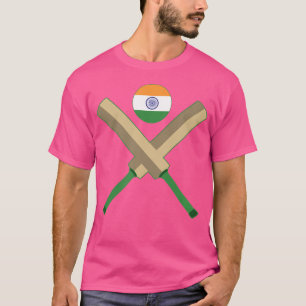 Cricket Bat Cricket Ball Indian Flag India Cricket T-Shirt