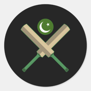 Cricket Bat Cricket Ball Pakistani Flag Pakistan C Classic Round Sticker