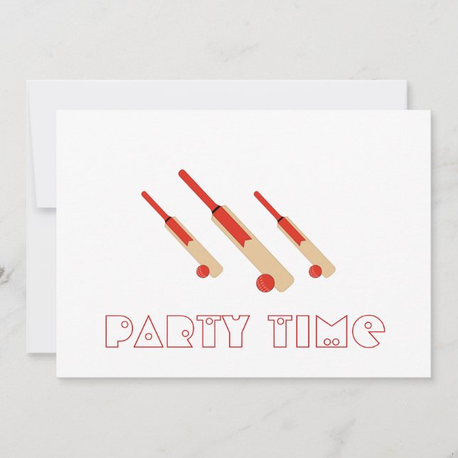 Cricket Bats and Balls Party Time Invitation (Front)