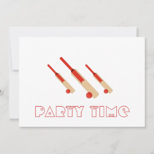 Cricket Bats and Balls Party Time Invitation