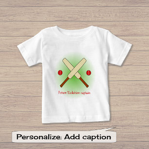 Cricket bats custom text red green sports baby T-Shirt